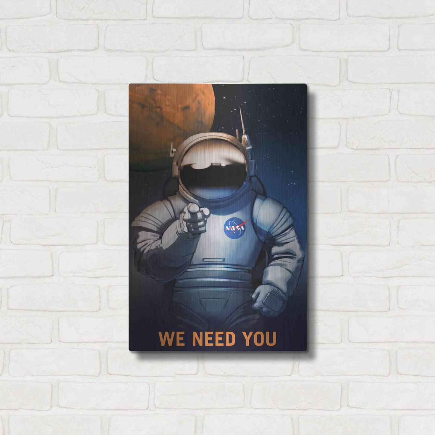 Luxe Metal Art 'Mars Explorer Series: We Need You' Space Metal Wall Art,16x24