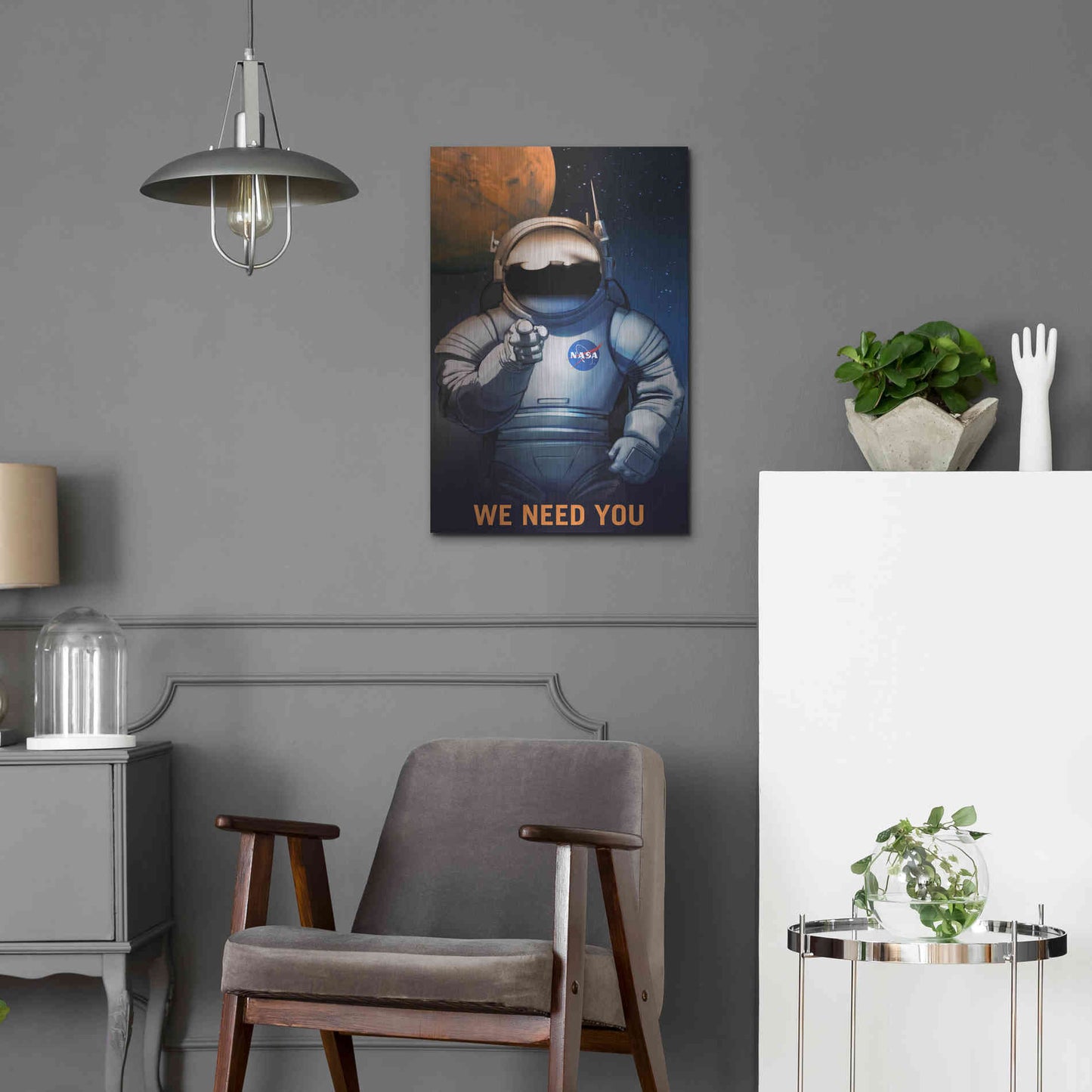 Luxe Metal Art 'Mars Explorer Series: We Need You' Space Metal Wall Art,16x24