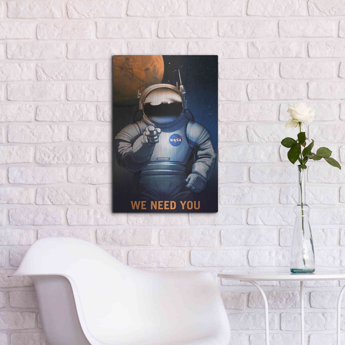 Luxe Metal Art 'Mars Explorer Series: We Need You' Space Metal Wall Art,16x24