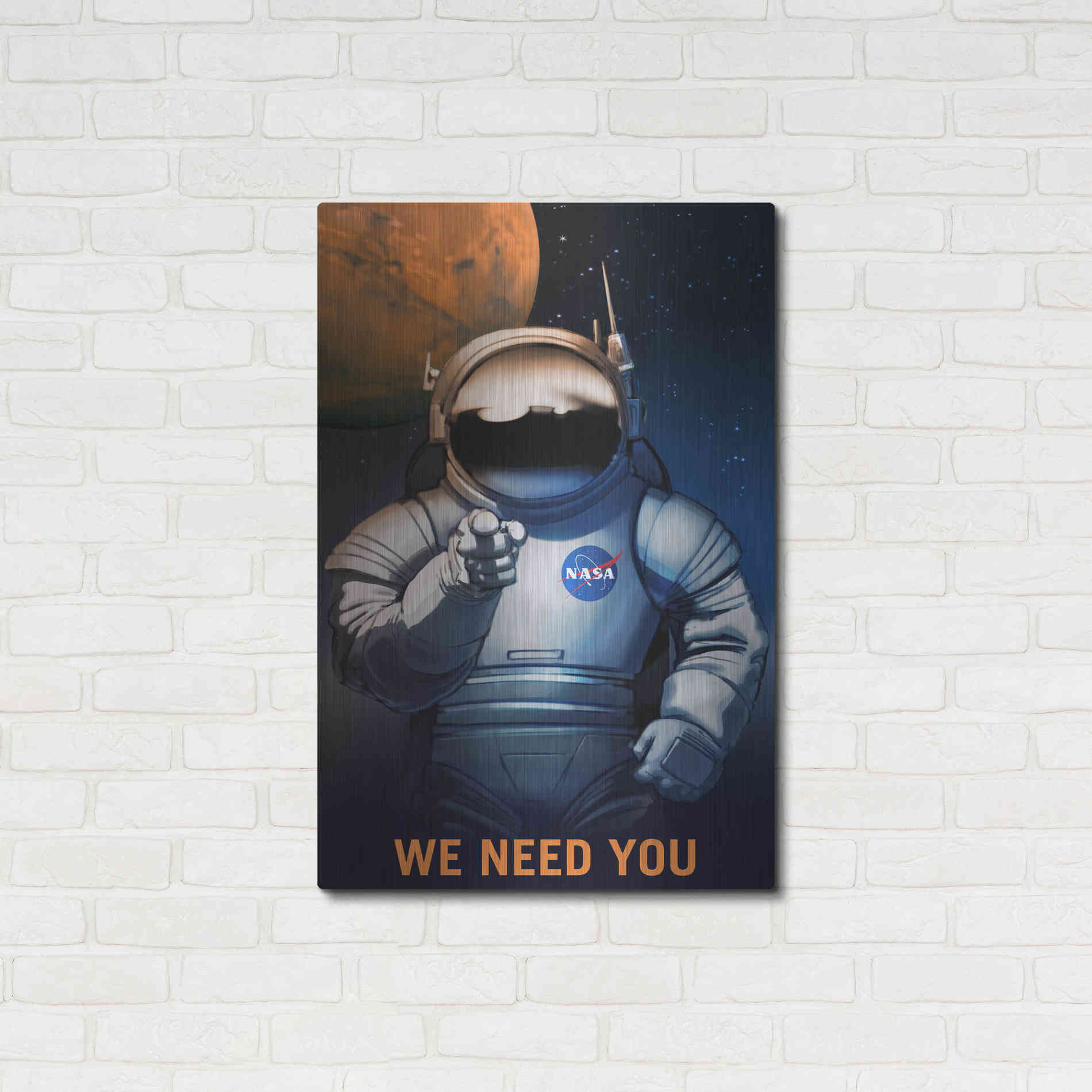 Luxe Metal Art 'Mars Explorer Series: We Need You' Space Metal Wall Art,24x36