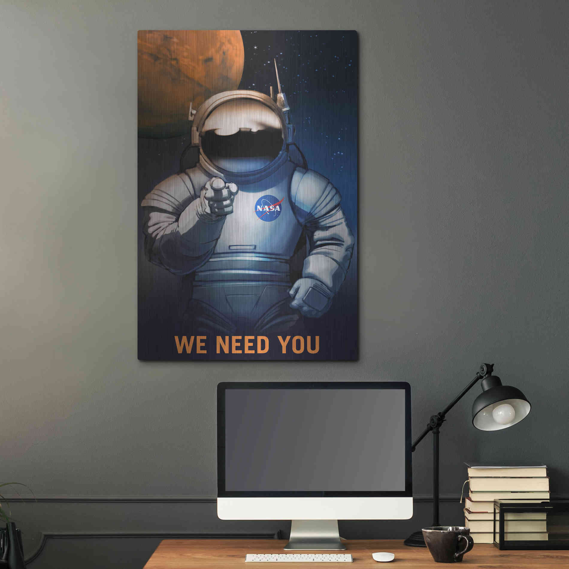 Luxe Metal Art 'Mars Explorer Series: We Need You' Space Metal Wall Art,24x36