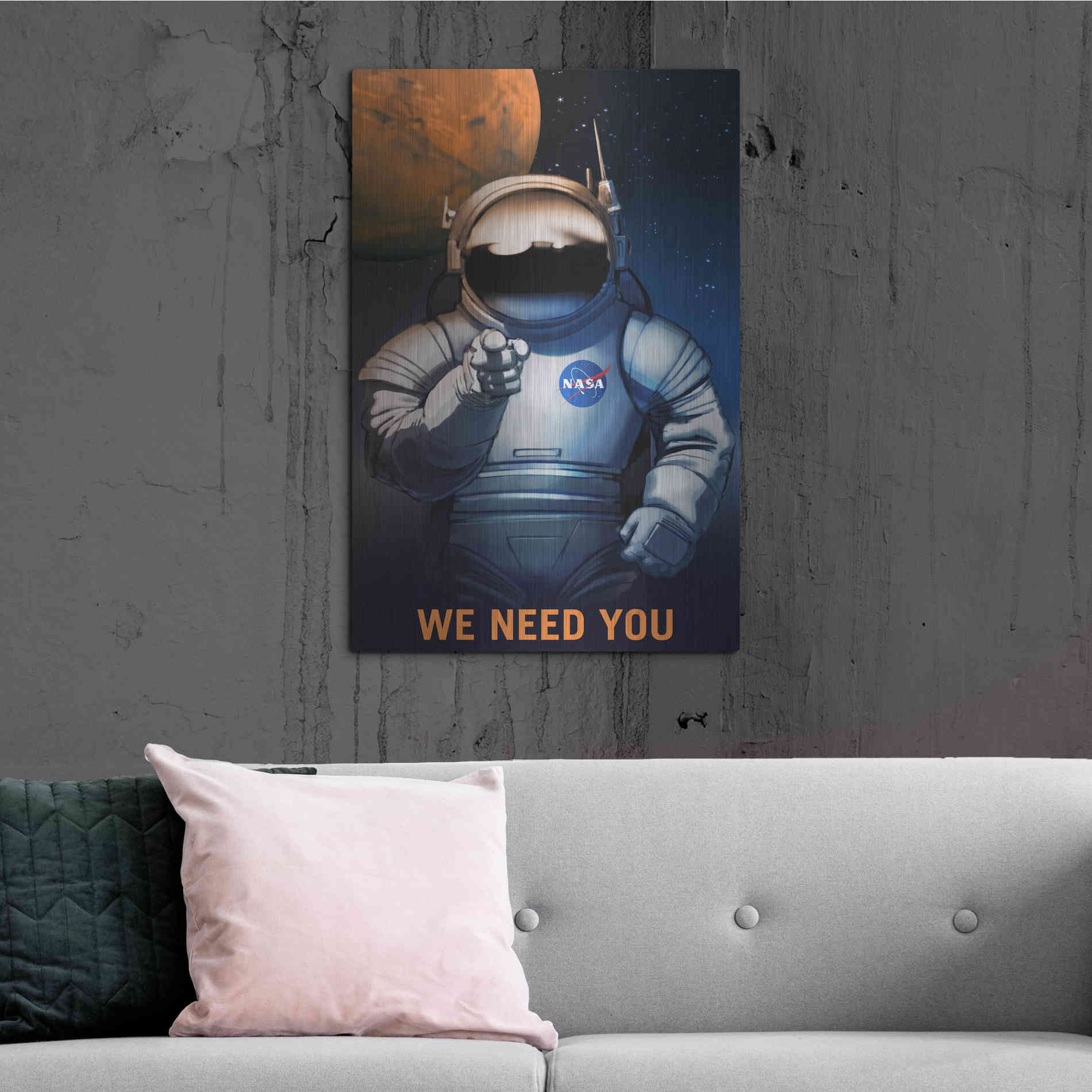 Luxe Metal Art 'Mars Explorer Series: We Need You' Space Metal Wall Art,24x36