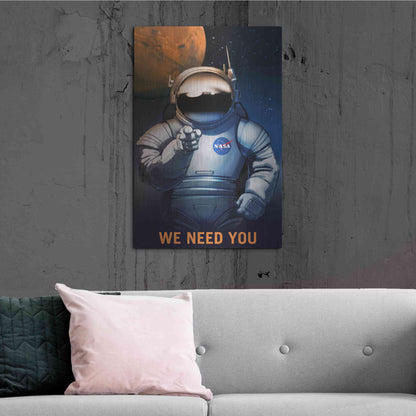 Luxe Metal Art 'Mars Explorer Series: We Need You' Space Metal Wall Art,24x36