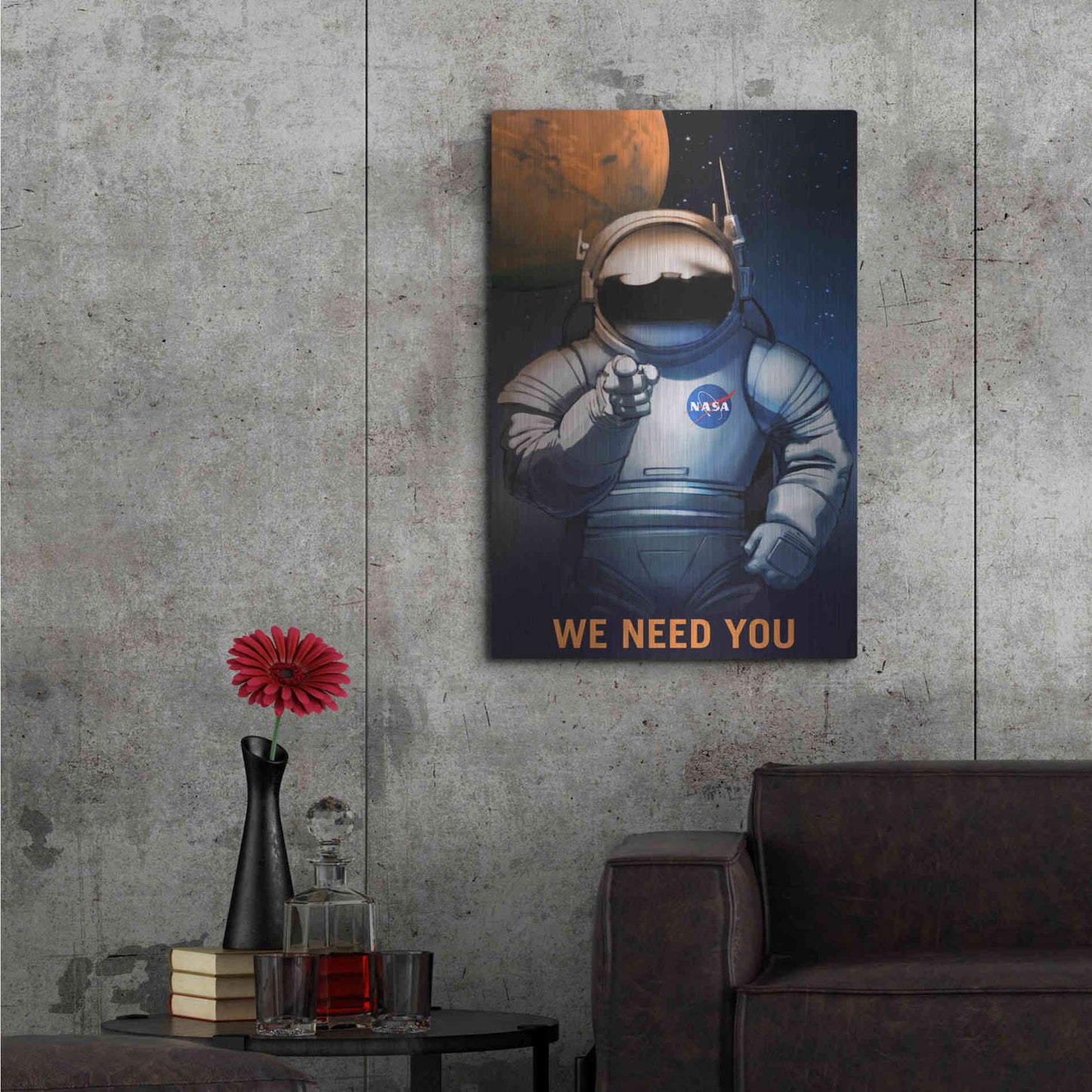 Luxe Metal Art 'Mars Explorer Series: We Need You' Space Metal Wall Art,24x36
