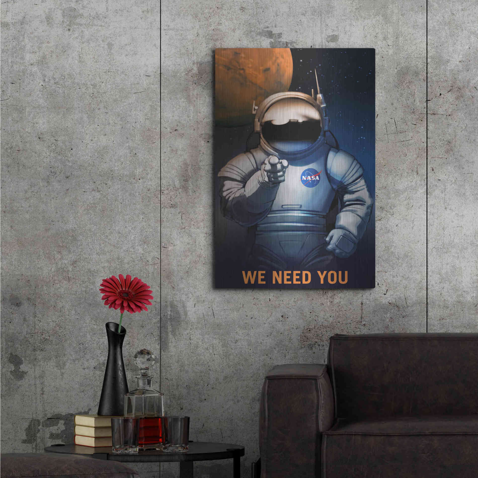 Luxe Metal Art 'Mars Explorer Series: We Need You' Space Metal Wall Art,24x36