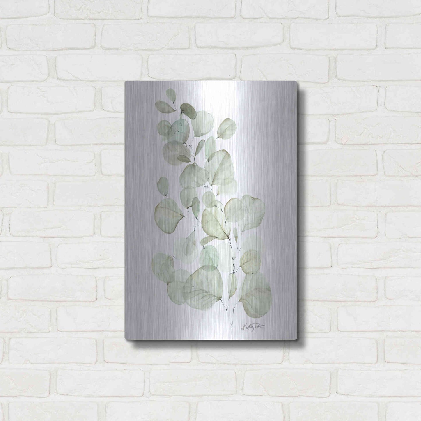 Luxe Metal Art 'Silver Dollar Eucalyptus' by Kelley Talent, Metal Wall Art,16x24