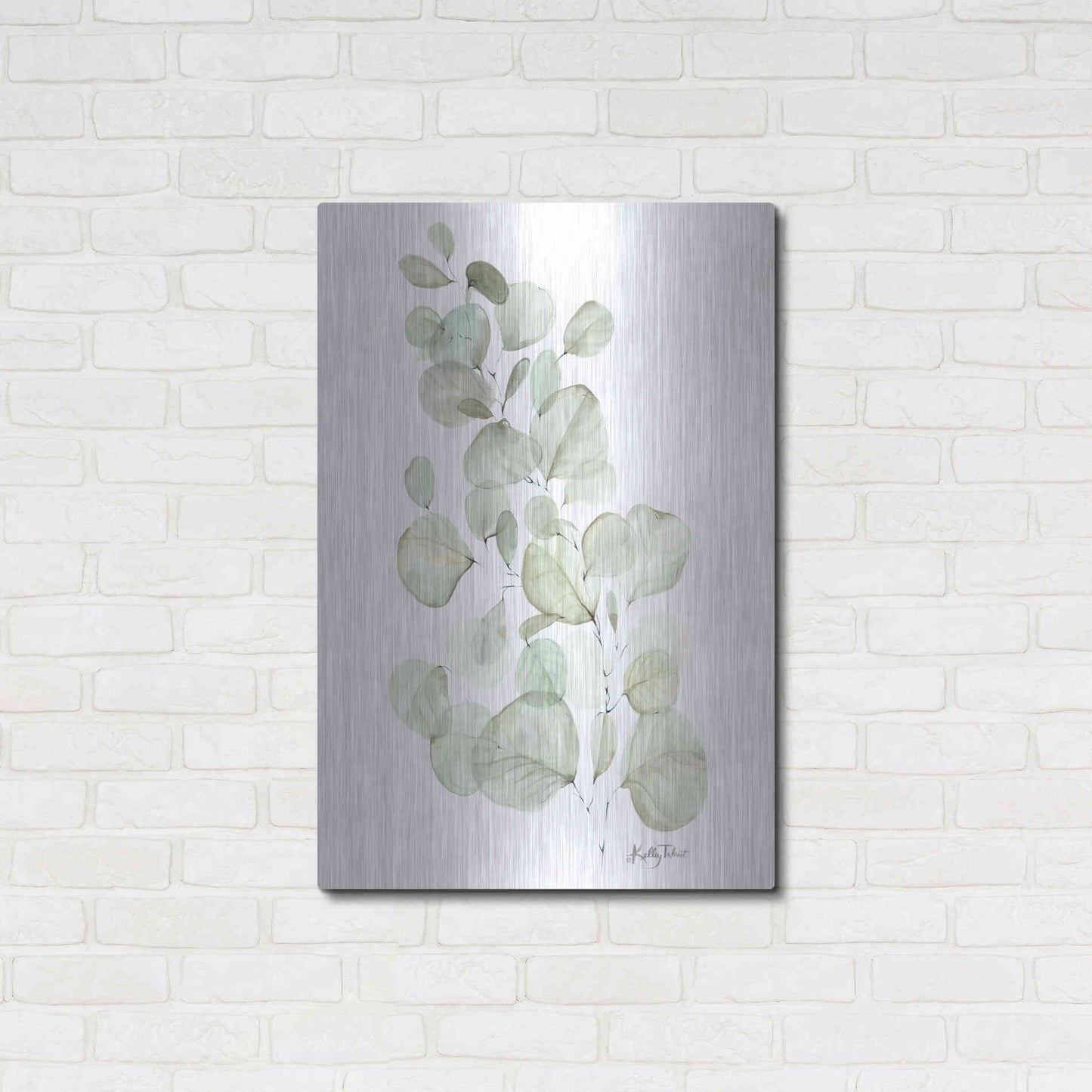 Luxe Metal Art 'Silver Dollar Eucalyptus' by Kelley Talent, Metal Wall Art,24x36