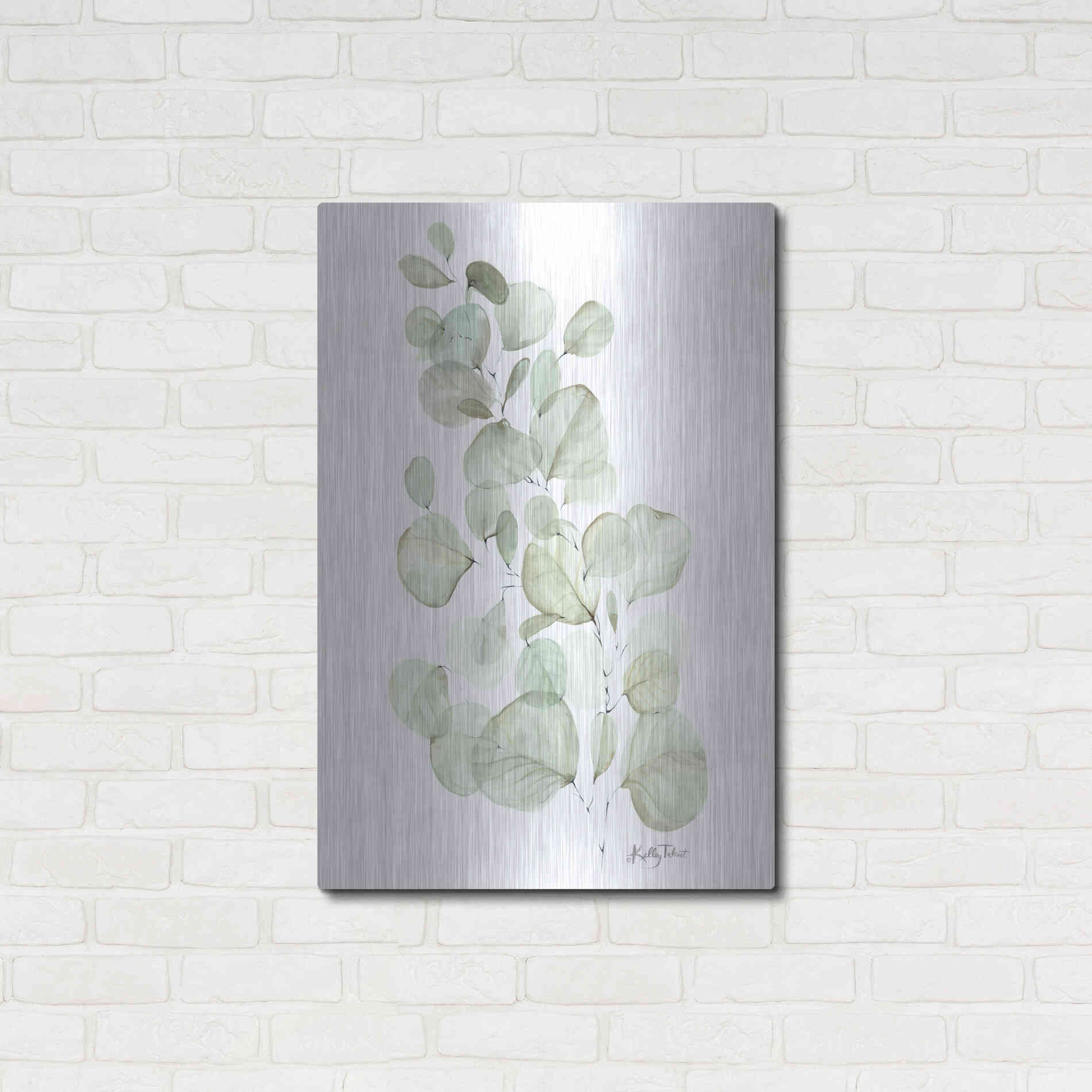 Luxe Metal Art 'Silver Dollar Eucalyptus' by Kelley Talent, Metal Wall Art,24x36