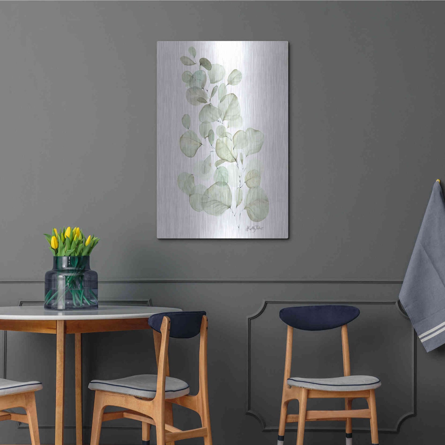 Luxe Metal Art 'Silver Dollar Eucalyptus' by Kelley Talent, Metal Wall Art,24x36