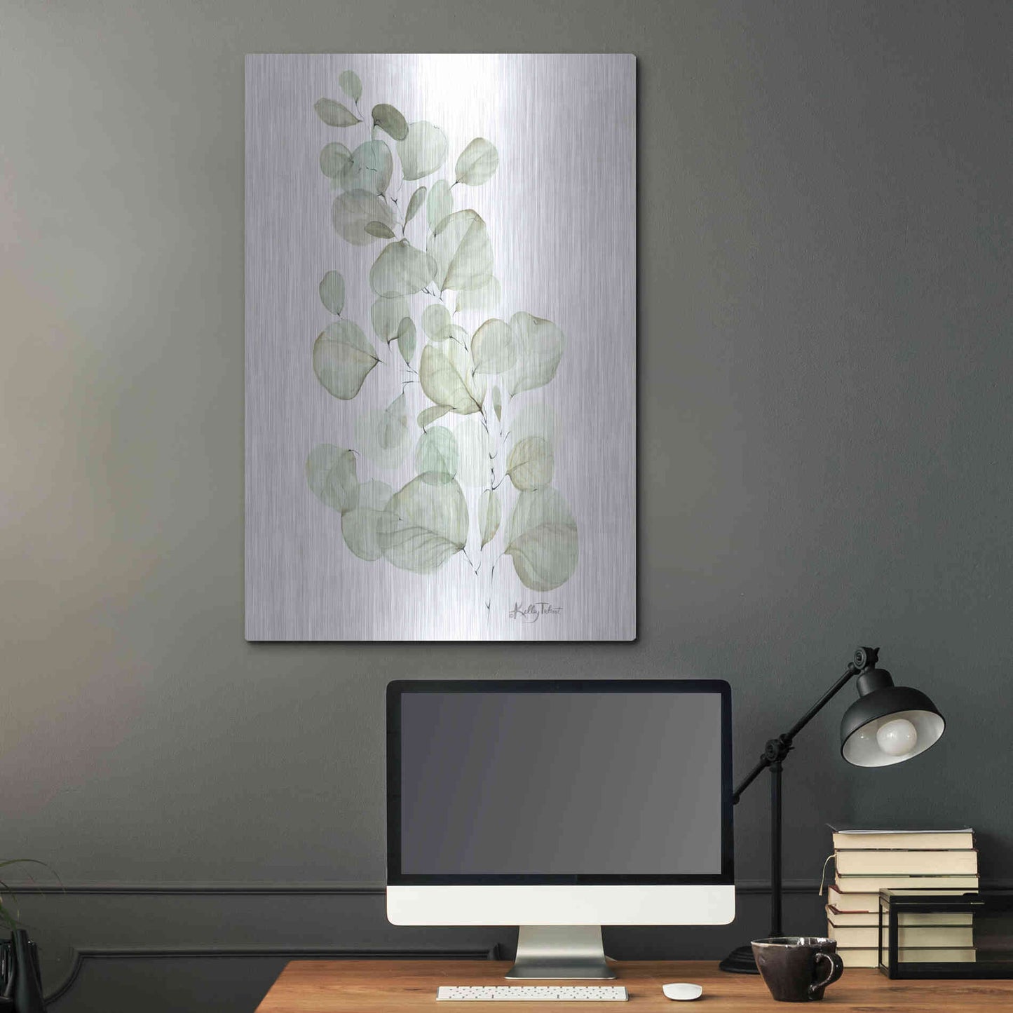 Luxe Metal Art 'Silver Dollar Eucalyptus' by Kelley Talent, Metal Wall Art,24x36