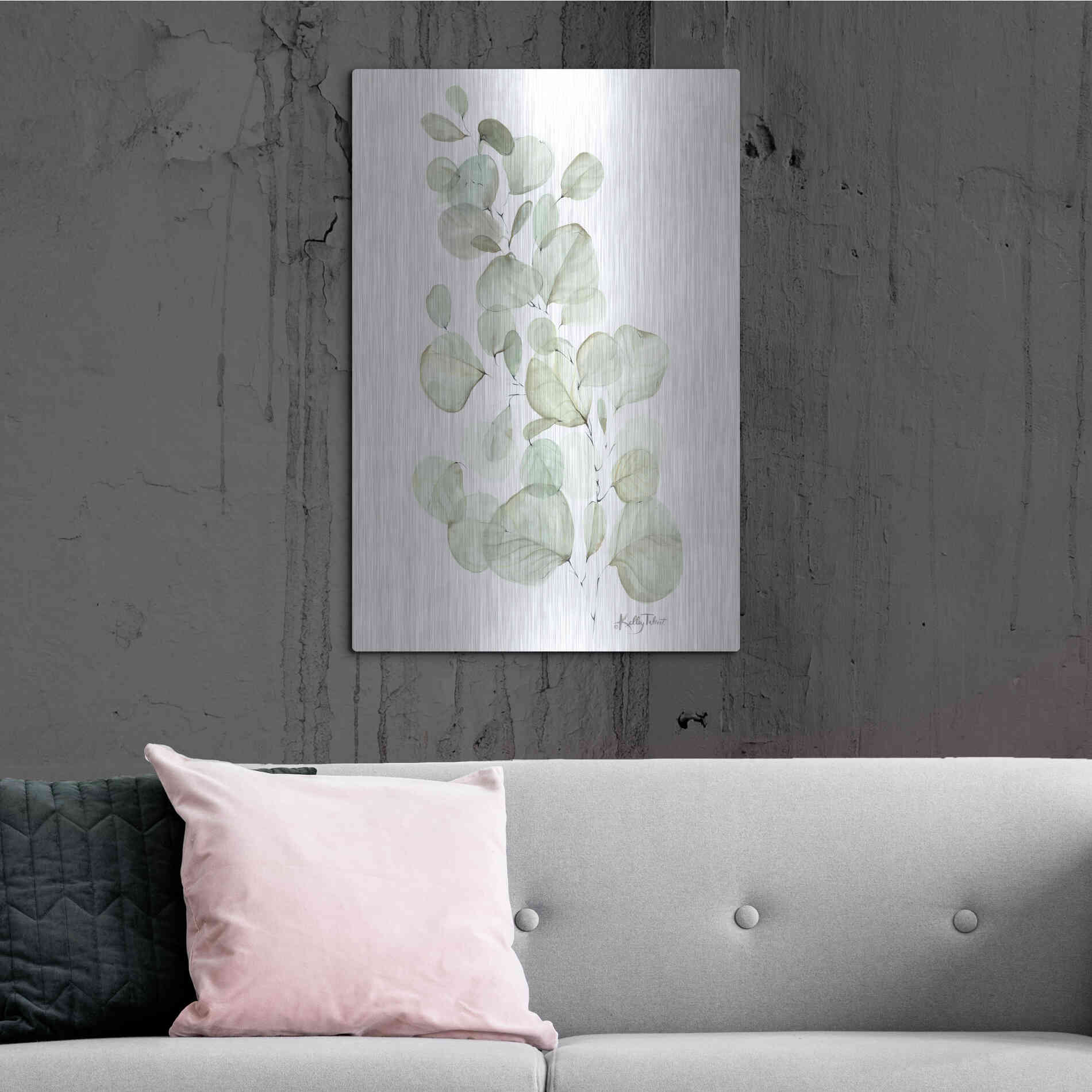 Luxe Metal Art 'Silver Dollar Eucalyptus' by Kelley Talent, Metal Wall Art,24x36