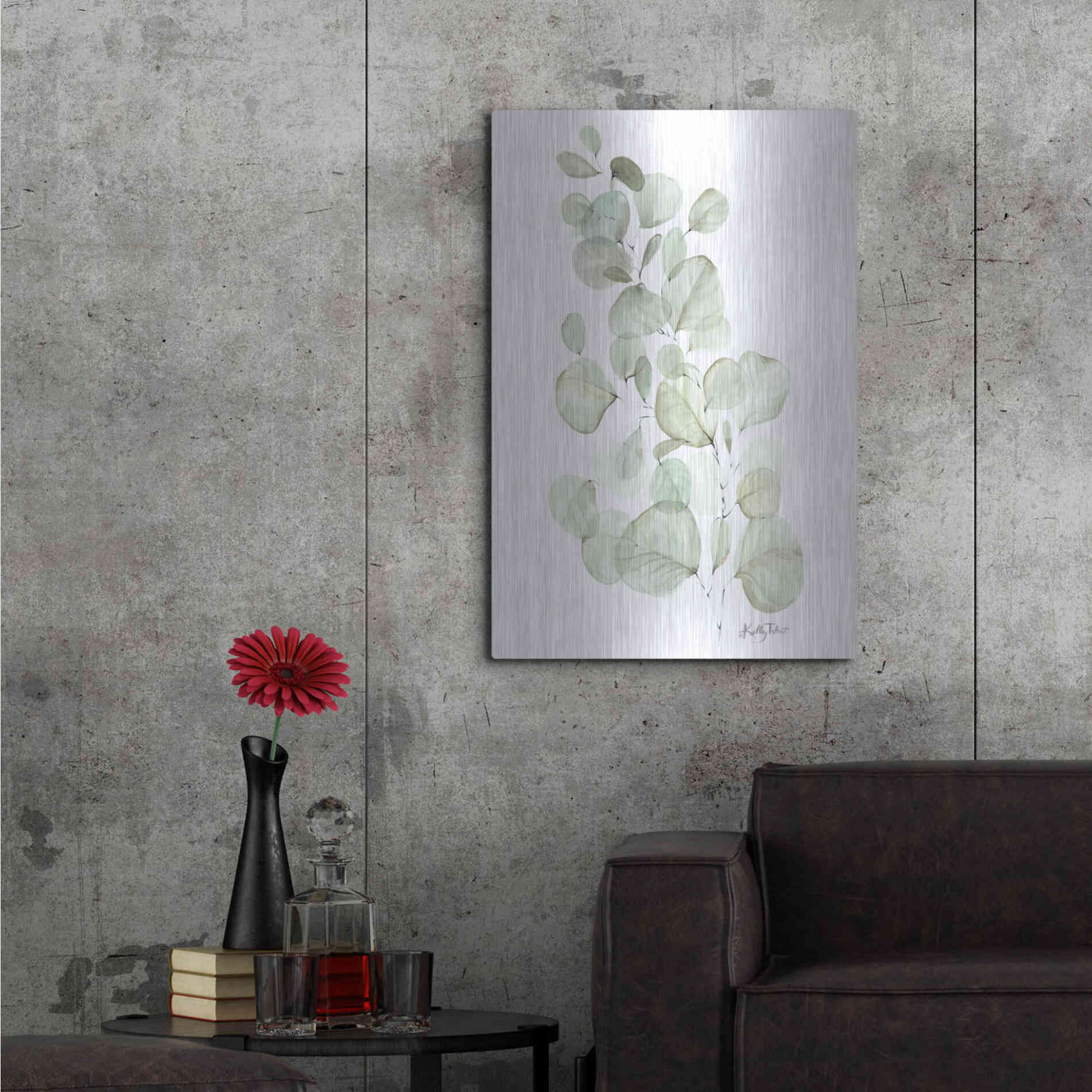 Luxe Metal Art 'Silver Dollar Eucalyptus' by Kelley Talent, Metal Wall Art,24x36