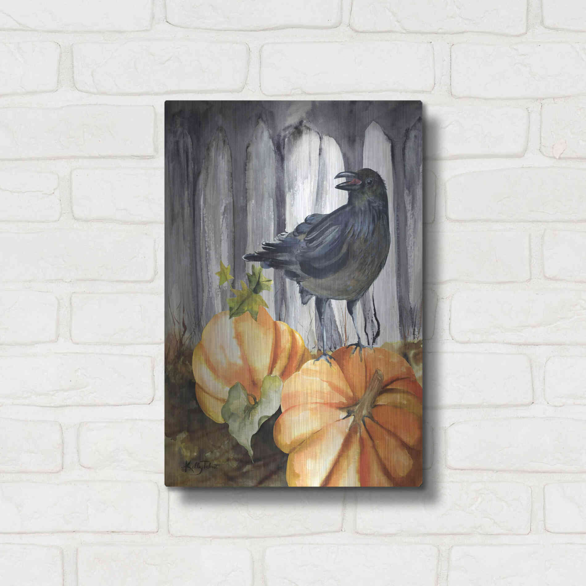 Luxe Metal Art 'Pumpkin King' by Kelley Talent, Metal Wall Art,12x16