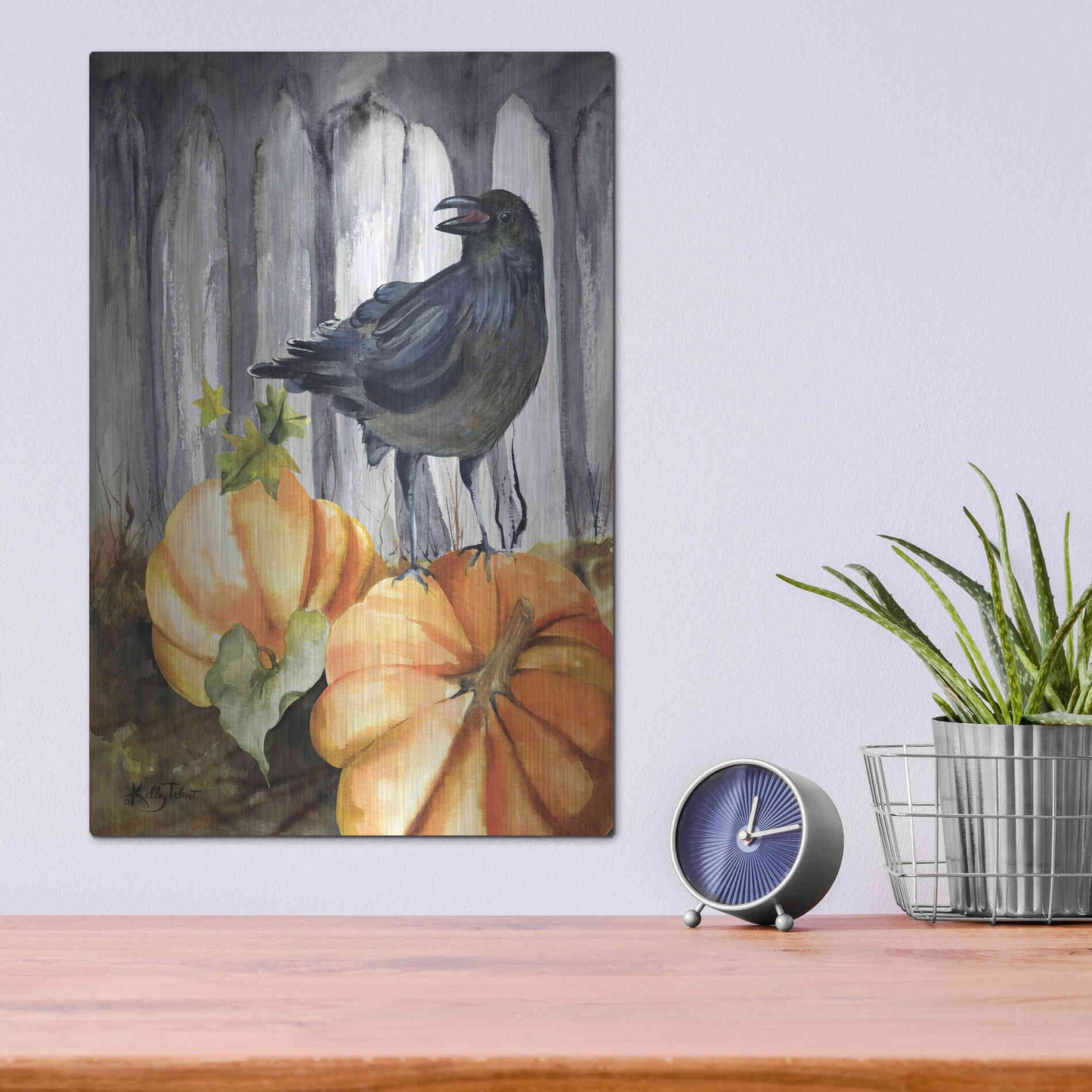 Luxe Metal Art 'Pumpkin King' by Kelley Talent, Metal Wall Art,12x16