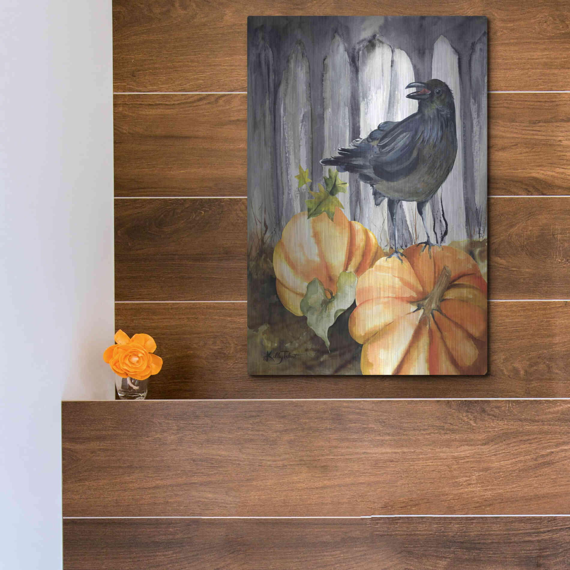 Luxe Metal Art 'Pumpkin King' by Kelley Talent, Metal Wall Art,12x16