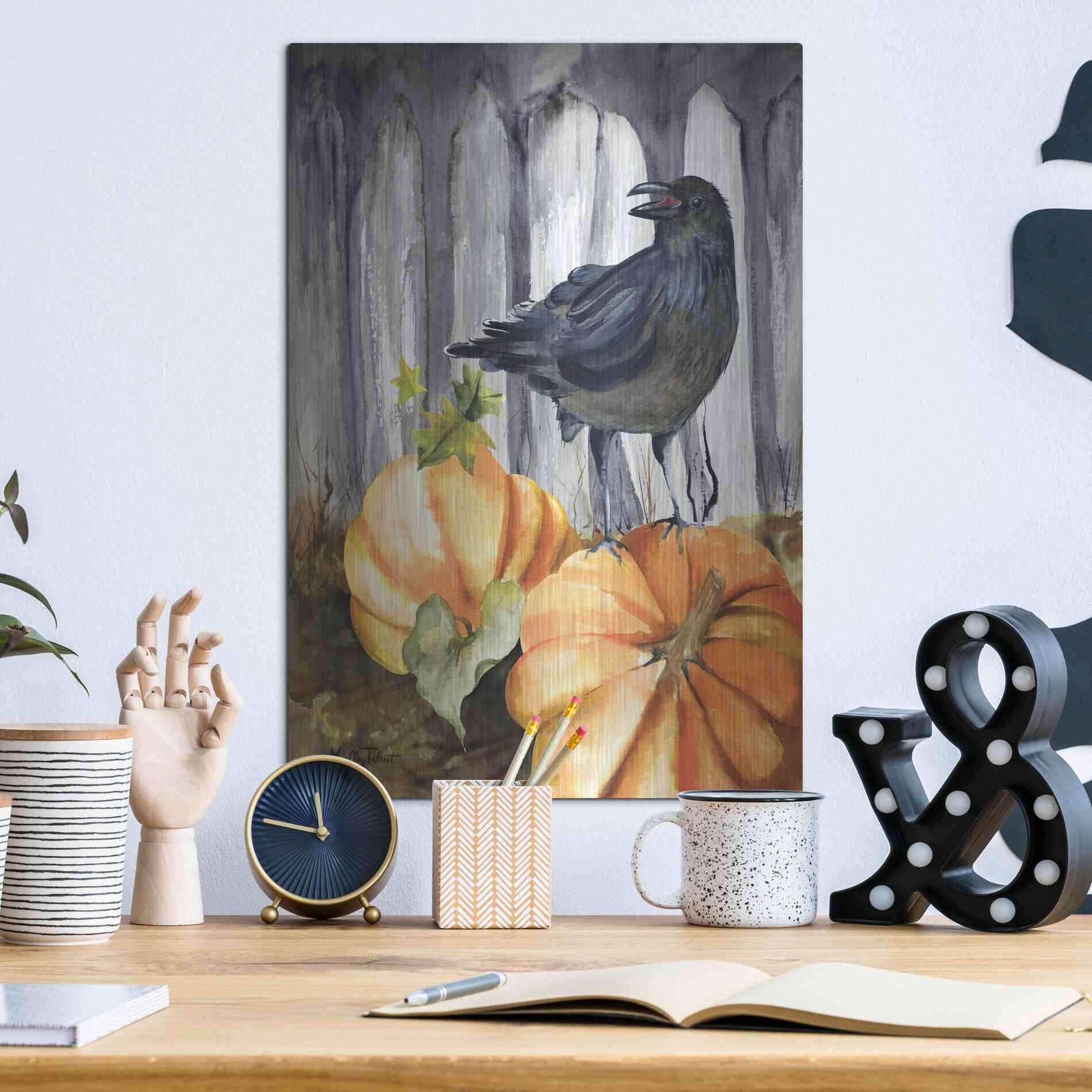 Luxe Metal Art 'Pumpkin King' by Kelley Talent, Metal Wall Art,12x16