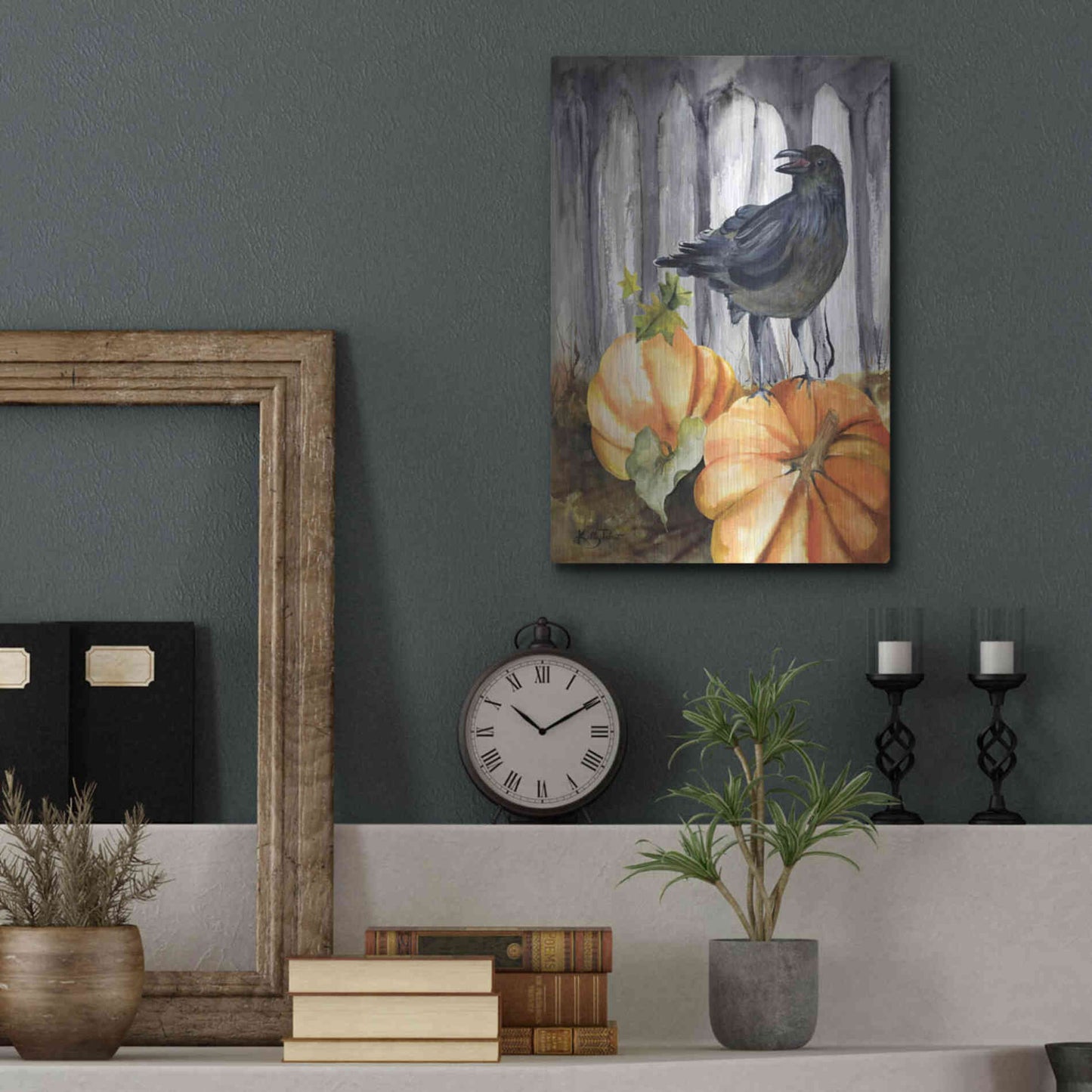 Luxe Metal Art 'Pumpkin King' by Kelley Talent, Metal Wall Art,12x16