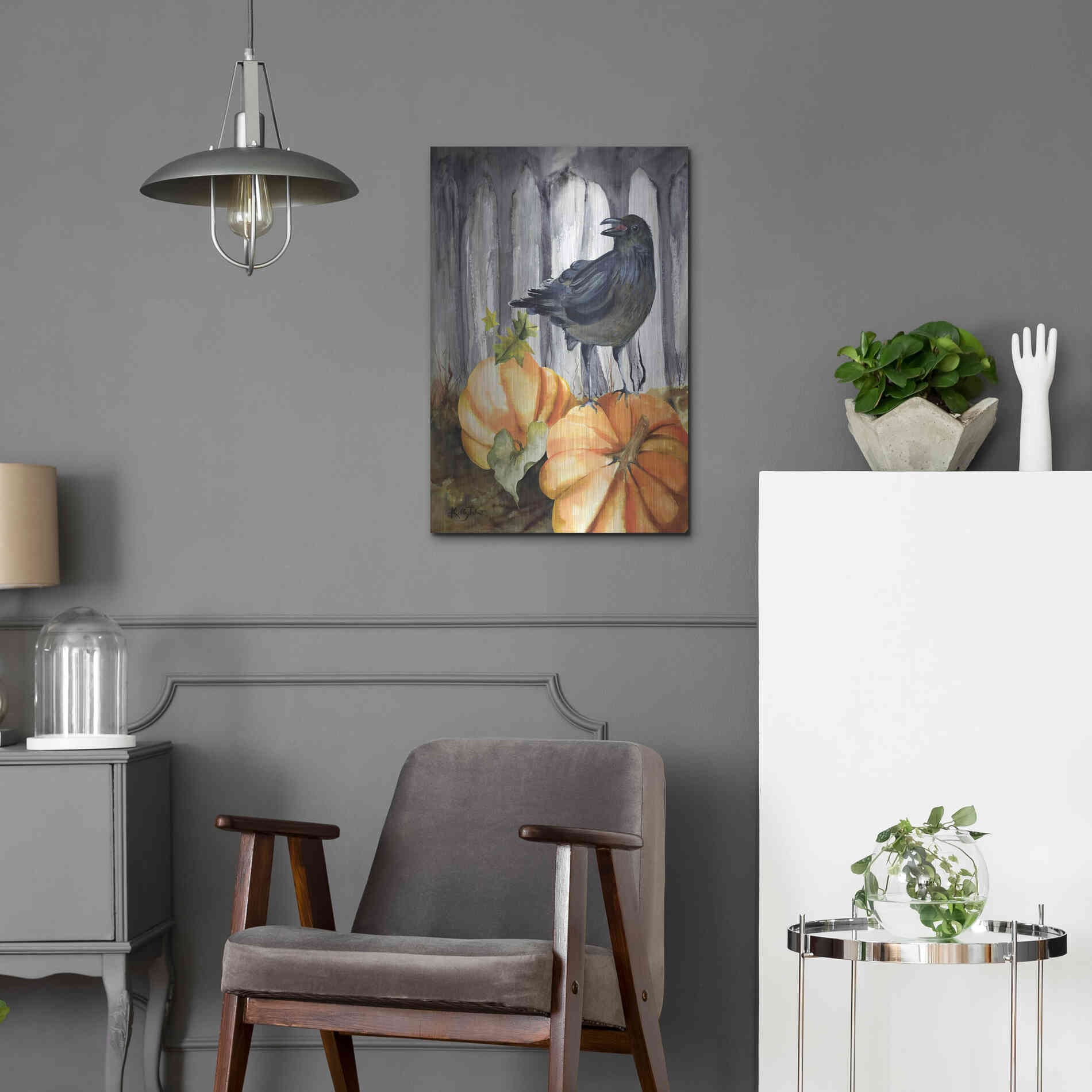Luxe Metal Art 'Pumpkin King' by Kelley Talent, Metal Wall Art,16x24