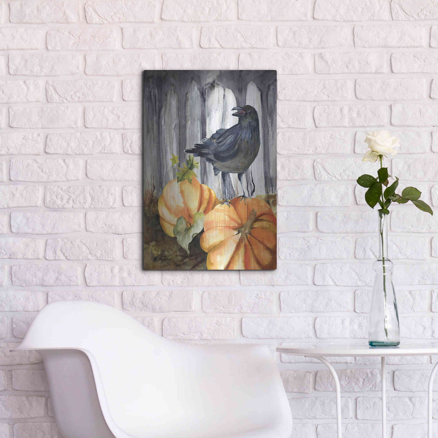 Luxe Metal Art 'Pumpkin King' by Kelley Talent, Metal Wall Art,16x24