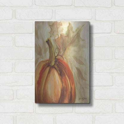 Luxe Metal Art 'Golden Fall Pumpkin' by Kelley Talent, Metal Wall Art,12x16