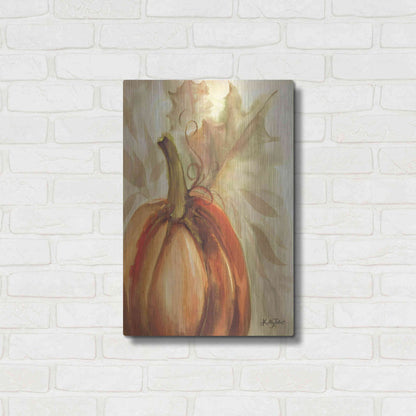 Luxe Metal Art 'Golden Fall Pumpkin' by Kelley Talent, Metal Wall Art,16x24