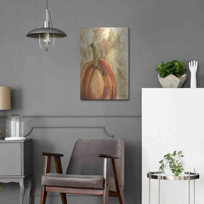 Luxe Metal Art 'Golden Fall Pumpkin' by Kelley Talent, Metal Wall Art,16x24