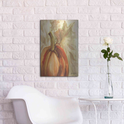 Luxe Metal Art 'Golden Fall Pumpkin' by Kelley Talent, Metal Wall Art,16x24