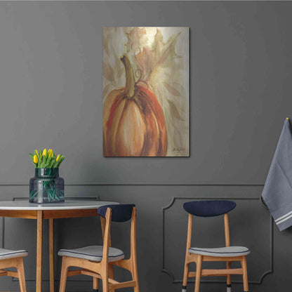 Luxe Metal Art 'Golden Fall Pumpkin' by Kelley Talent, Metal Wall Art,24x36