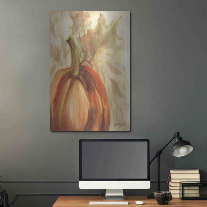 Luxe Metal Art 'Golden Fall Pumpkin' by Kelley Talent, Metal Wall Art,24x36