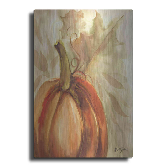 Luxe Metal Art 'Golden Fall Pumpkin' by Kelley Talent, Metal Wall Art