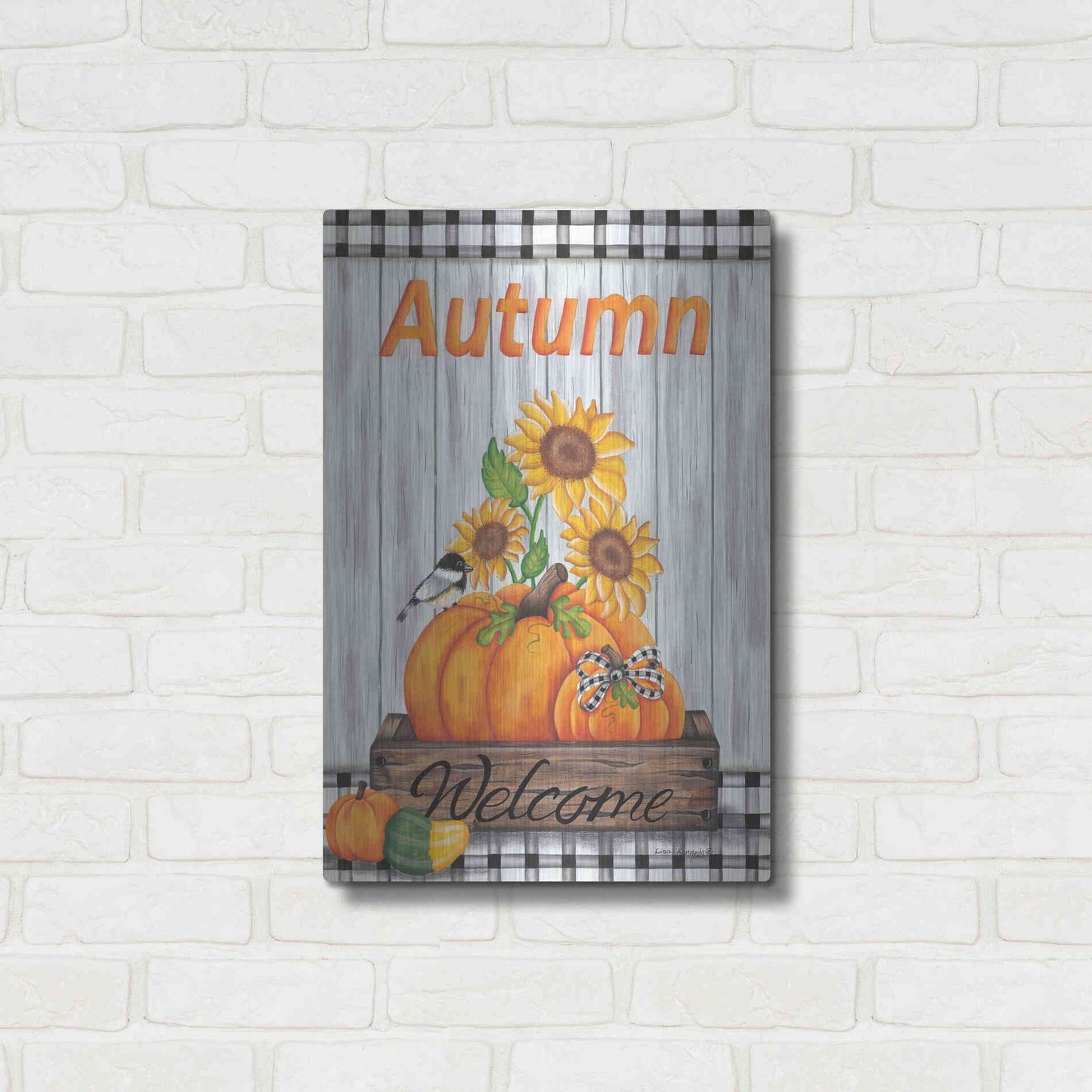 Luxe Metal Art 'Autumn Welcome' by Lisa Kennedy, Metal Wall Art,16x24