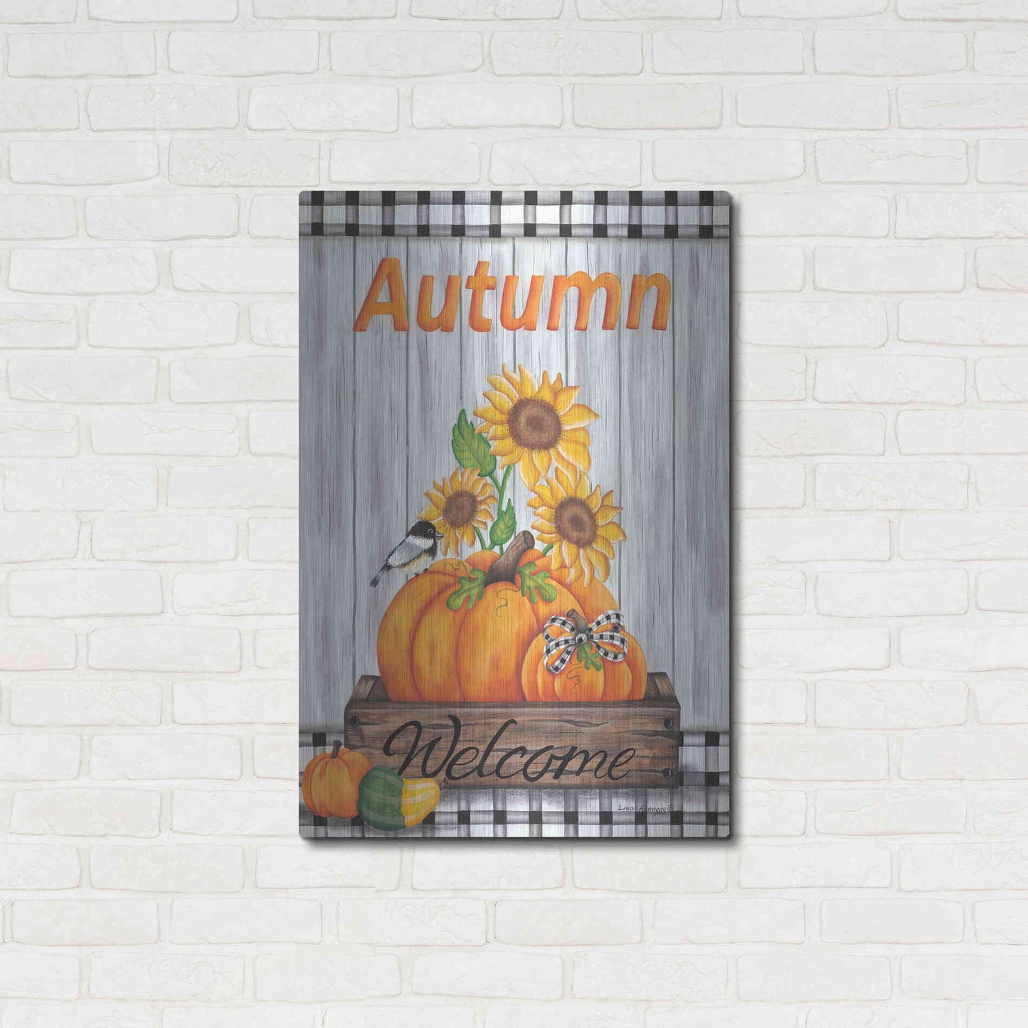 Luxe Metal Art 'Autumn Welcome' by Lisa Kennedy, Metal Wall Art,24x36