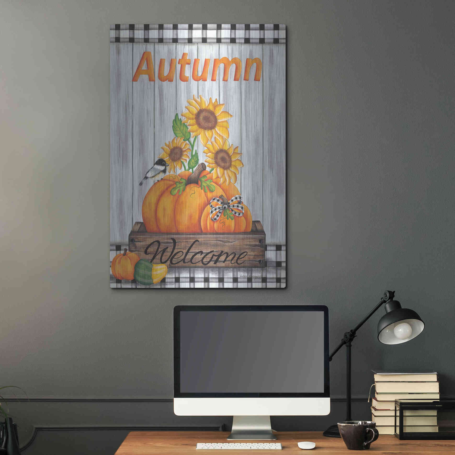 Luxe Metal Art 'Autumn Welcome' by Lisa Kennedy, Metal Wall Art,24x36