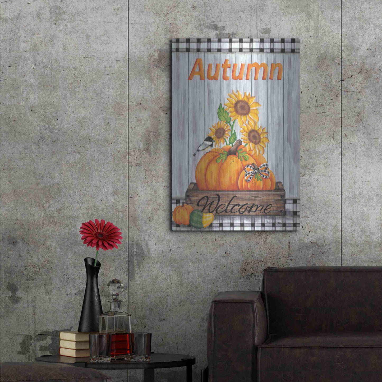 Luxe Metal Art 'Autumn Welcome' by Lisa Kennedy, Metal Wall Art,24x36