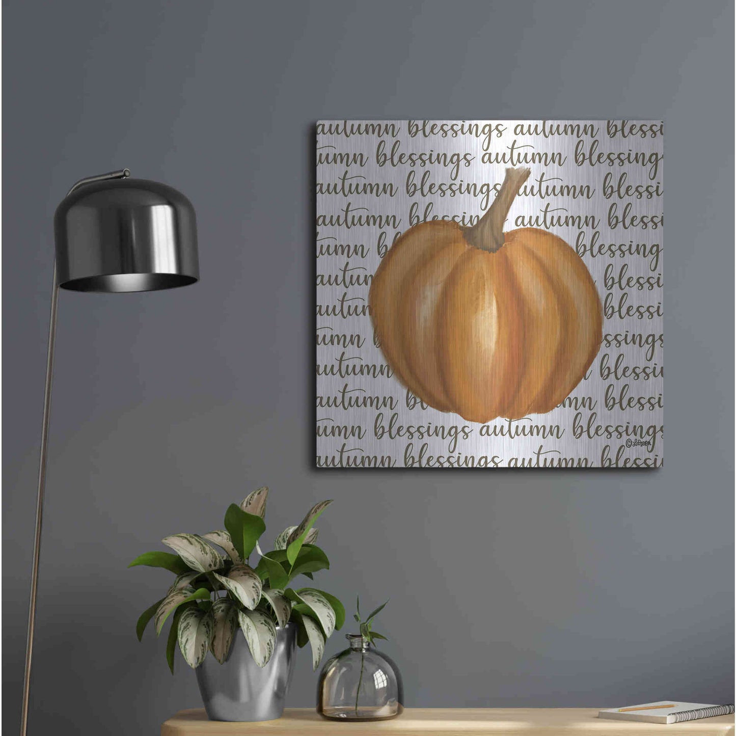 Luxe Metal Art 'Autumn Blessings' by Lisa Larson, Metal Wall Art,24x24