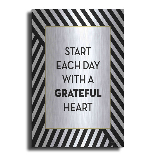 Luxe Metal Art 'Start Each Day' by Lettered & Lined, Metal Wall Art