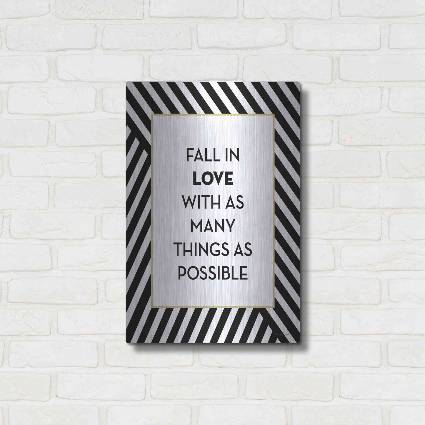 Luxe Metal Art 'Fall In Love' by Lettered & Lined, Metal Wall Art,16x24