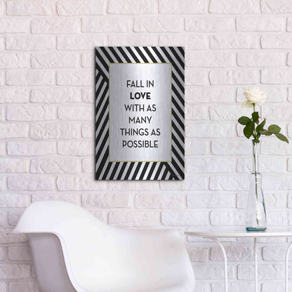 Luxe Metal Art 'Fall In Love' by Lettered & Lined, Metal Wall Art,16x24