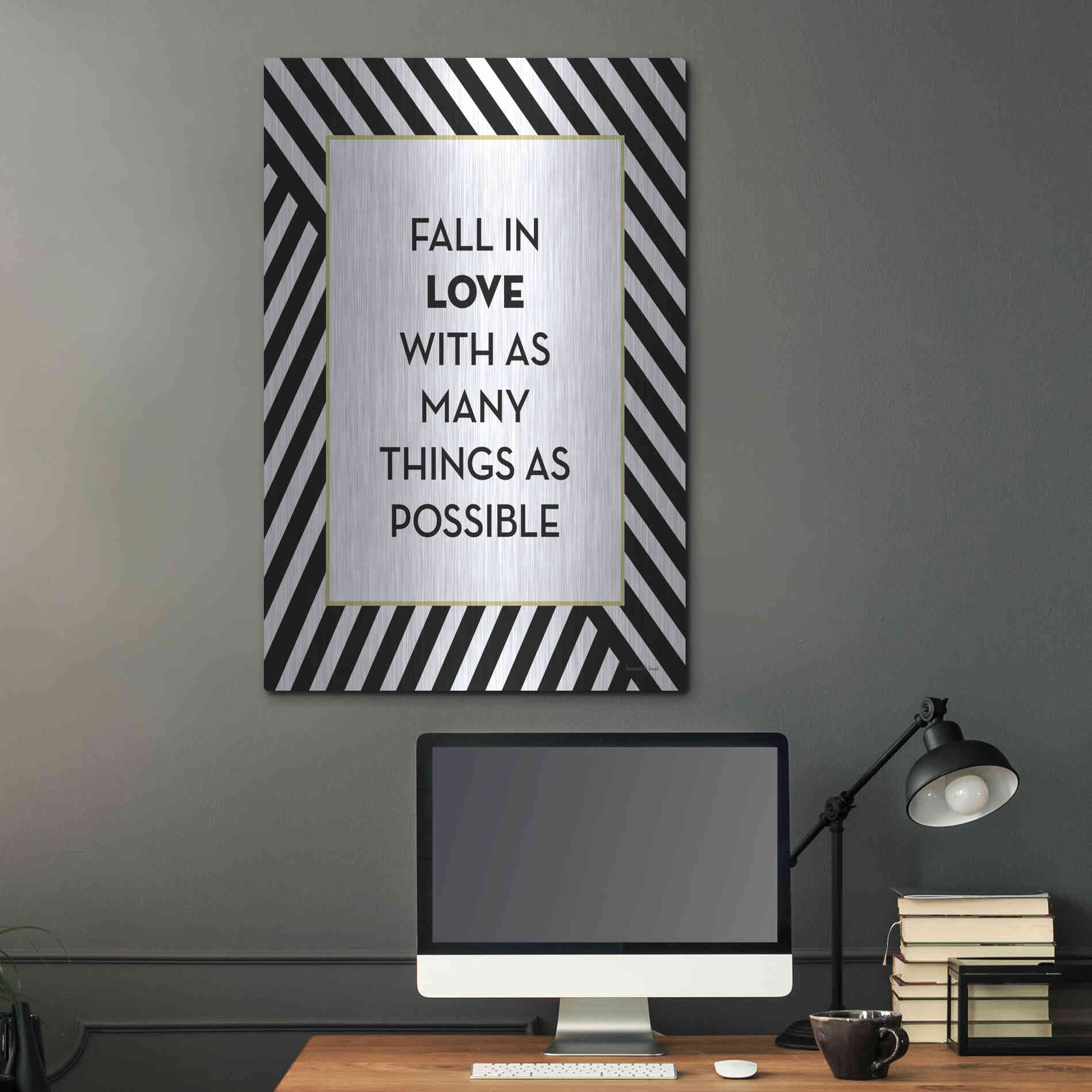 Luxe Metal Art 'Fall In Love' by Lettered & Lined, Metal Wall Art,24x36