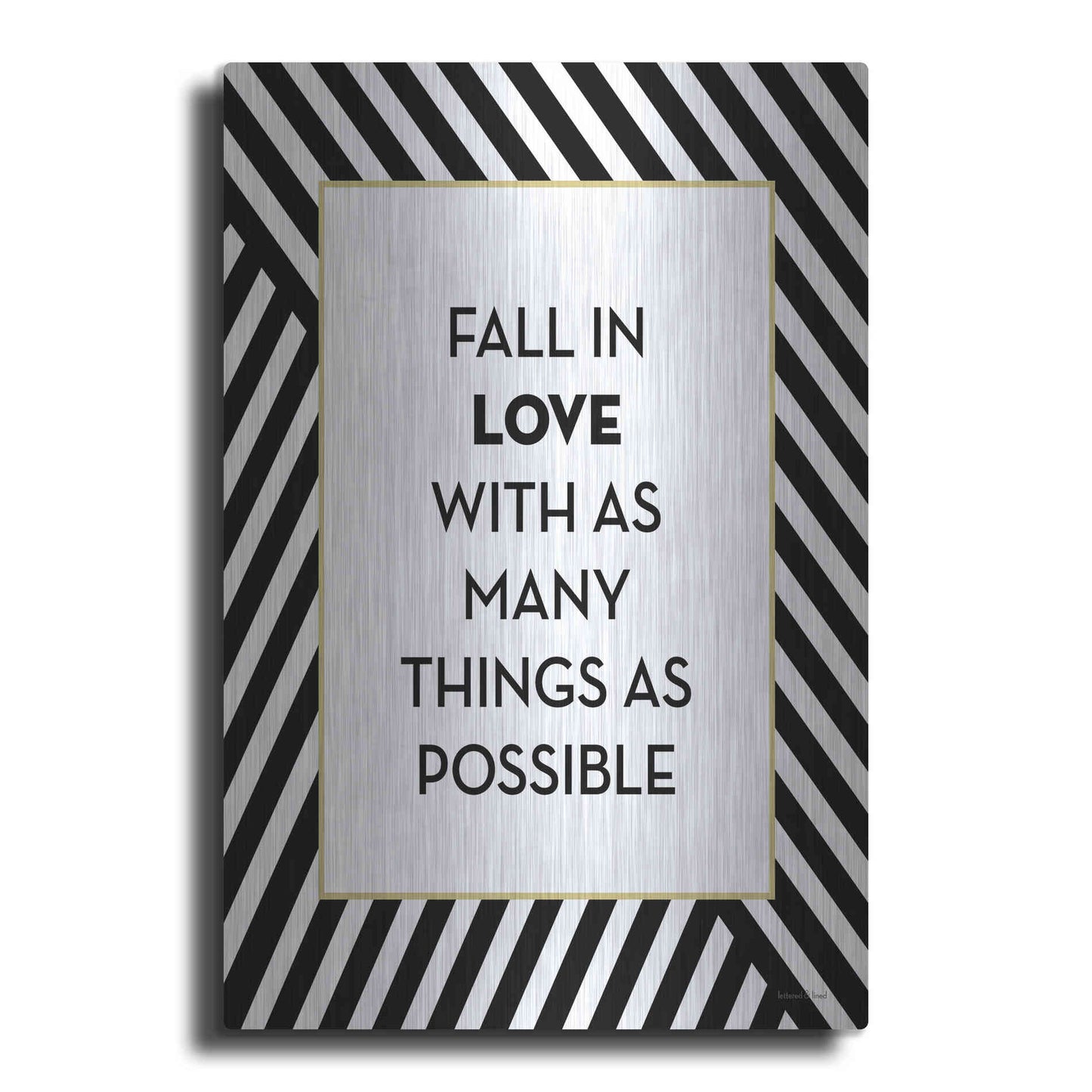 Luxe Metal Art 'Fall In Love' by Lettered & Lined, Metal Wall Art