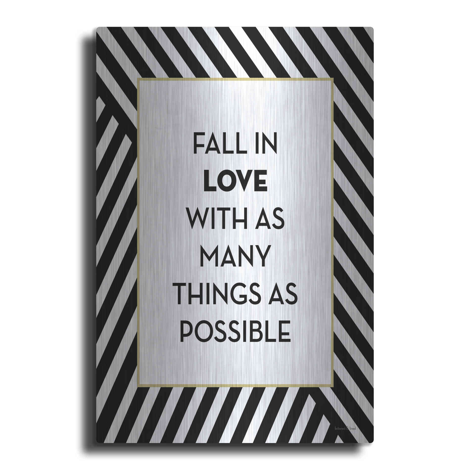 Luxe Metal Art 'Fall In Love' by Lettered & Lined, Metal Wall Art