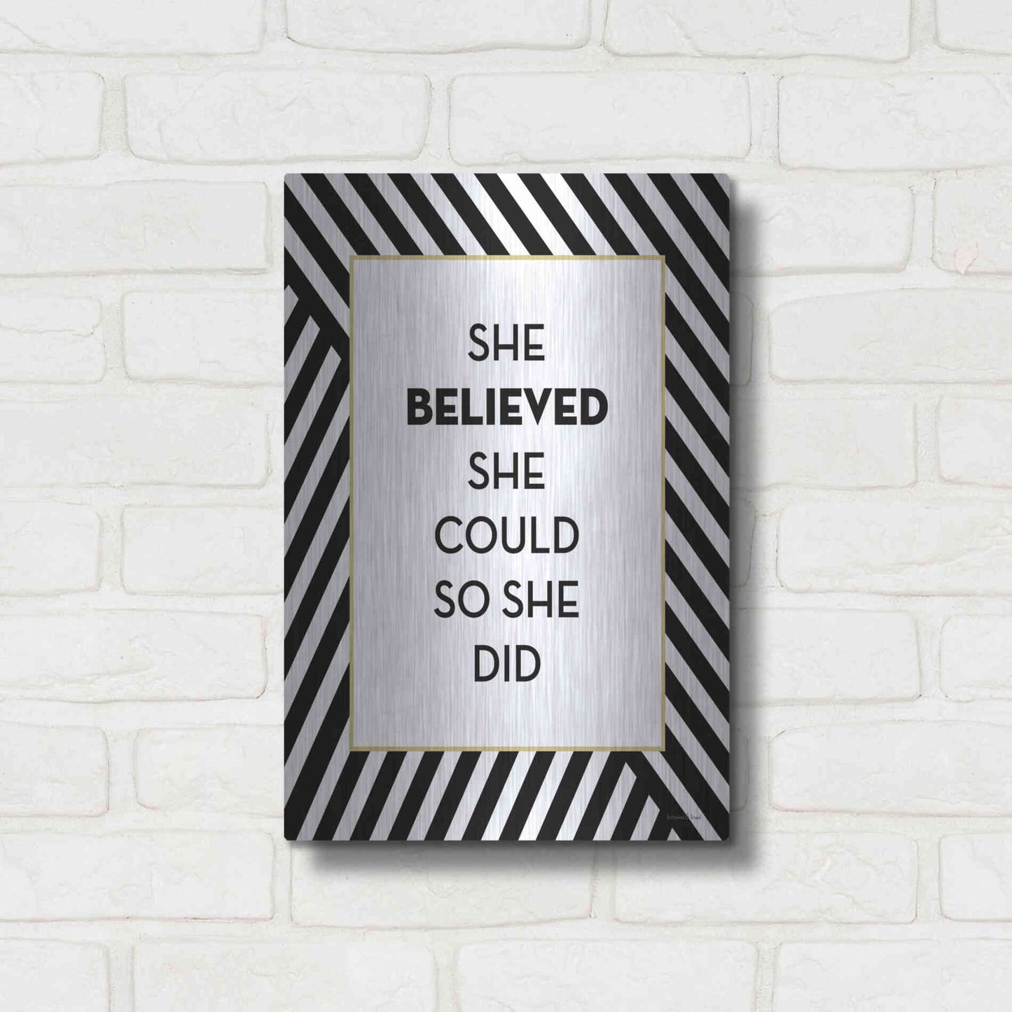 Luxe Metal Art 'She Believed' by Lettered & Lined, Metal Wall Art,12x16