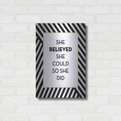 Luxe Metal Art 'She Believed' by Lettered & Lined, Metal Wall Art,16x24