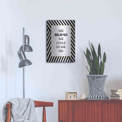 Luxe Metal Art 'She Believed' by Lettered & Lined, Metal Wall Art,16x24