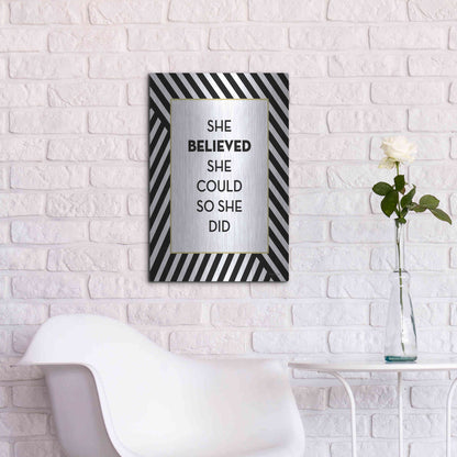 Luxe Metal Art 'She Believed' by Lettered & Lined, Metal Wall Art,16x24