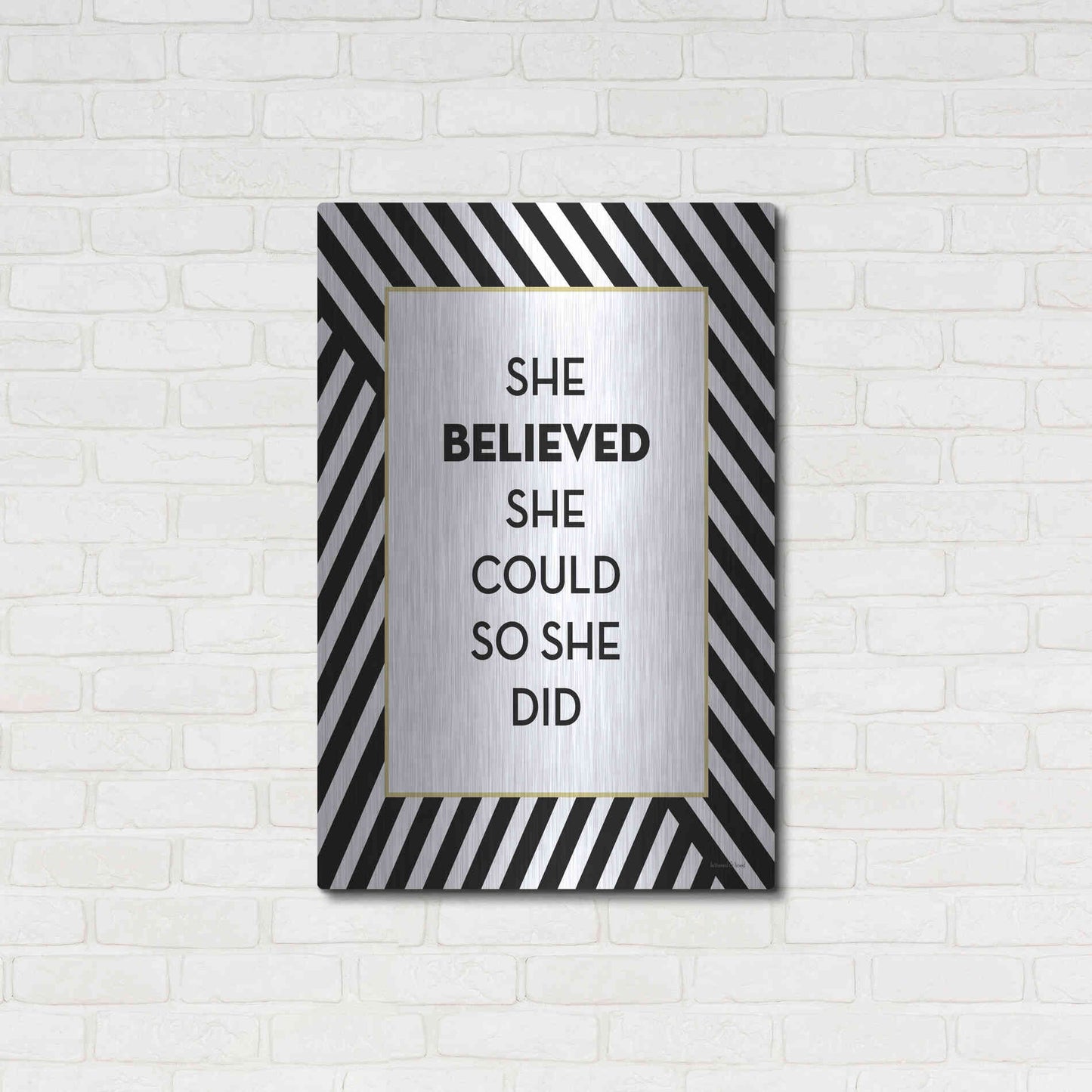 Luxe Metal Art 'She Believed' by Lettered & Lined, Metal Wall Art,24x36