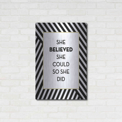Luxe Metal Art 'She Believed' by Lettered & Lined, Metal Wall Art,24x36