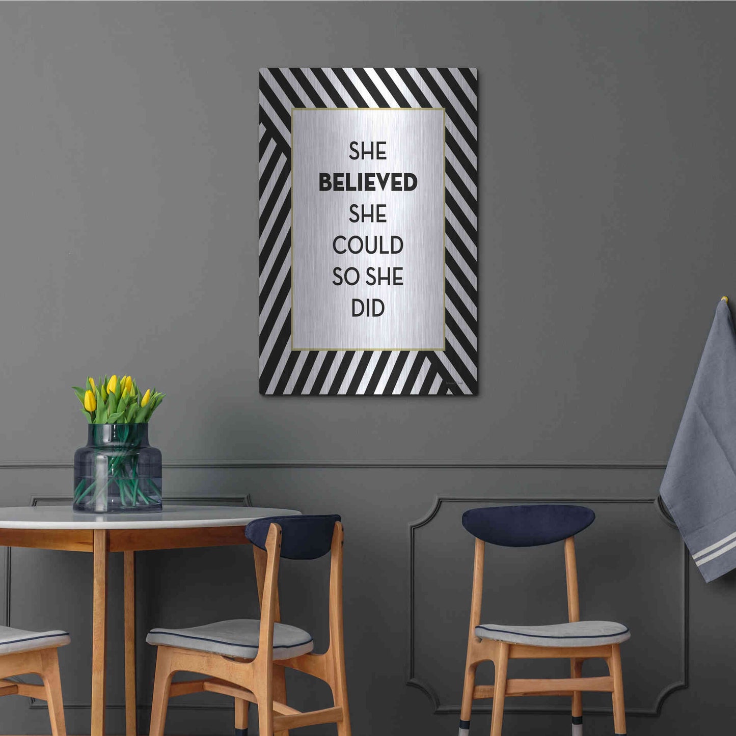 Luxe Metal Art 'She Believed' by Lettered & Lined, Metal Wall Art,24x36