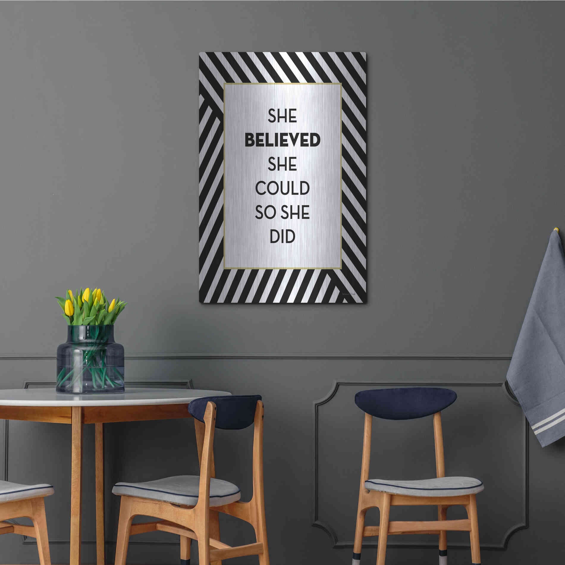 Luxe Metal Art 'She Believed' by Lettered & Lined, Metal Wall Art,24x36