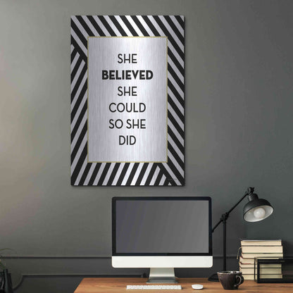 Luxe Metal Art 'She Believed' by Lettered & Lined, Metal Wall Art,24x36